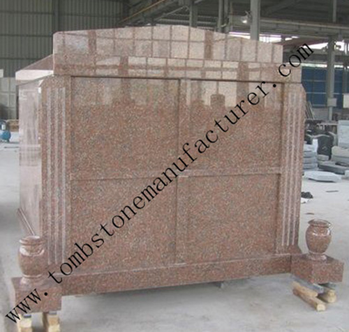 red granite four crypts mausoleum1